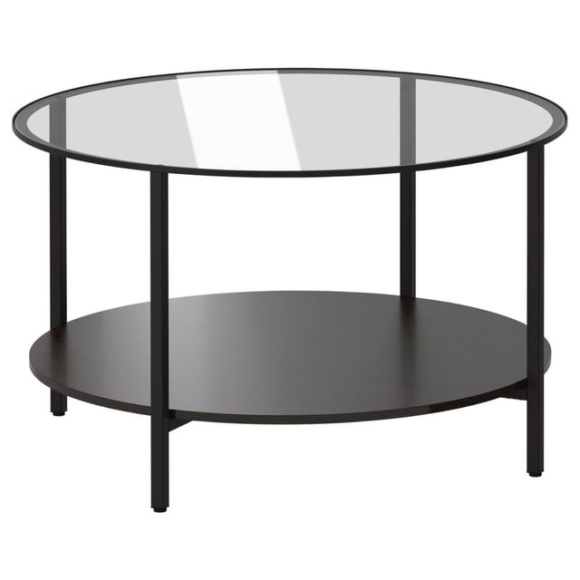 Mesa de centro, negro-marrón/vidrio.