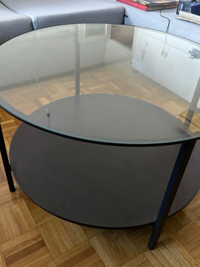 Mesa de centro, negro-marrón/vidrio.