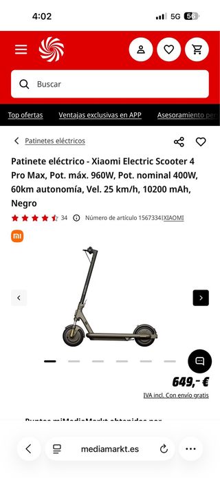 Patinete Eléctrico Xiaomi 4 Pro Max