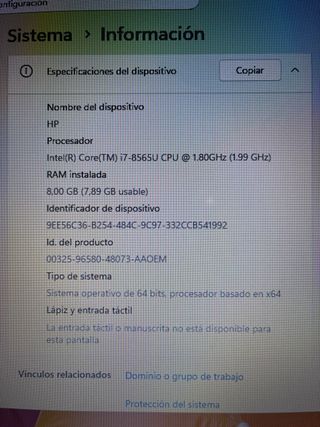 Portátil HP Plata