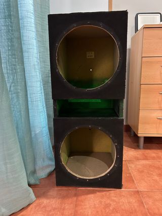 Cajón Subwoofer 12 Doble Negro/Verde
