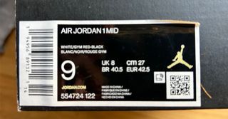 Air Jordan 1 Mid Negro Rojo Blanco