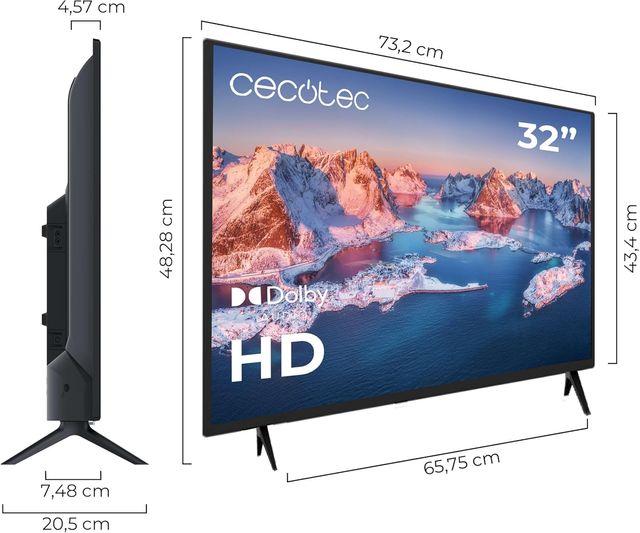 Cecotec TV, Televisor LED de 32" 0 Series 0032S