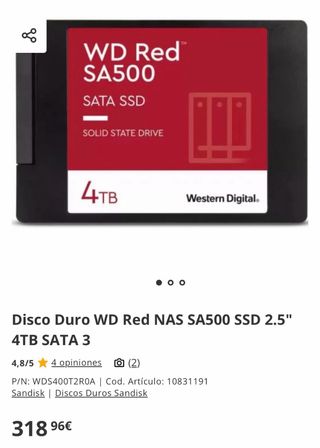 WD Red SA500 SSD 4TB SATA 2.5 NAS
