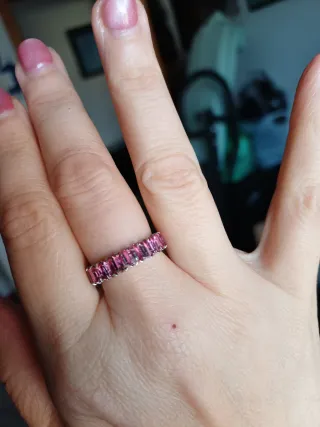 Anello Acciaio Cristallo Rosa Regolabile