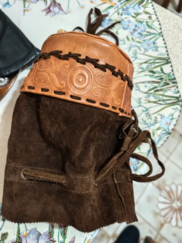 Borsetta vera pelle cuoio marrone