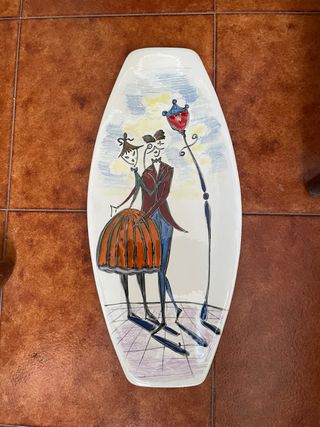 Ceramica vintage quadro coppia lampione