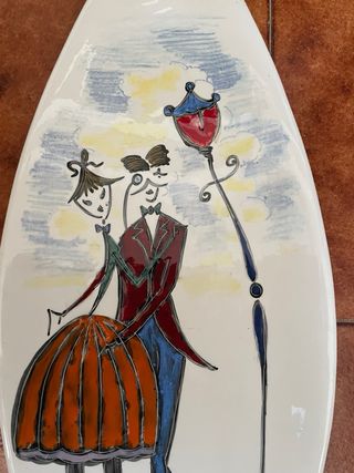 Ceramica vintage quadro coppia lampione