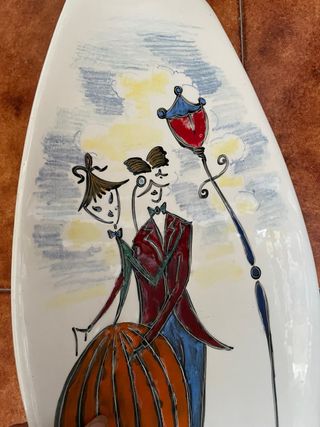 Ceramica vintage quadro coppia lampione
