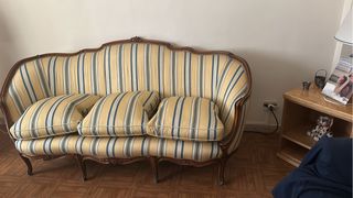 Divano 3 posti in tessuto e legno