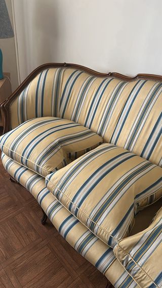 Divano 3 posti in tessuto e legno