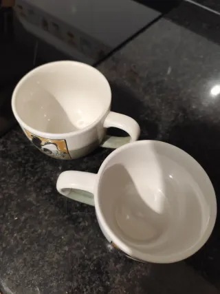 Conjunto 2 tazas cerámica verde y blanco
