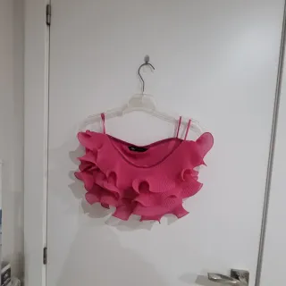 2 Tops Zara Volantes Rosa Talla XS