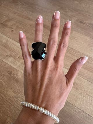 Anillo Oso XXL Tous Negro y Plateado