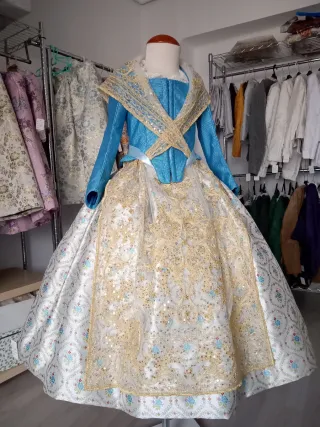 Traje de Fallera Niña Azul y Dorado