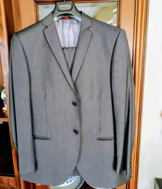 Traje Caramelo Gris Rayas