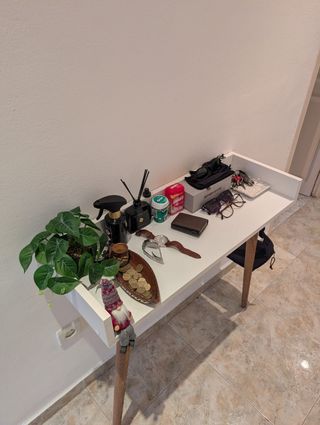 Consolle da ricevimento bianca e in rovere