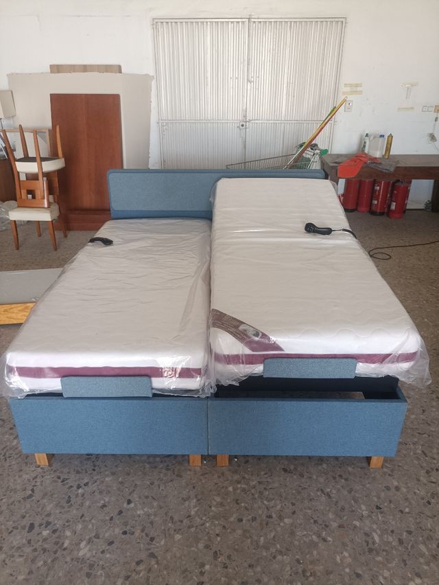 2 Camas Articuladas 90x200 con Colchón + cabezal