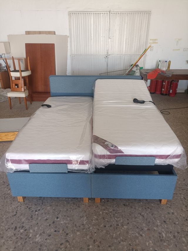 2 Camas Articuladas 90x200 con Colchón + cabezal