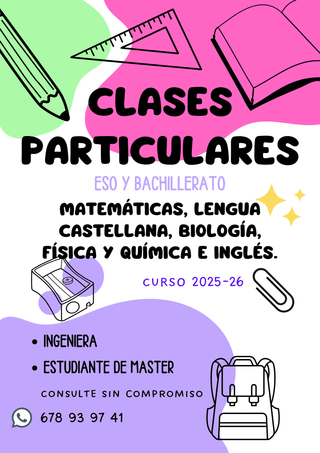 CLASES PARTICULARES PRESENCIAL/ ONLINE: ESO Y BACH