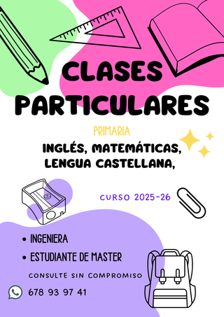 CLASES PARTICULARES PRESENCIAL/ ONLINE: PRIMARIA