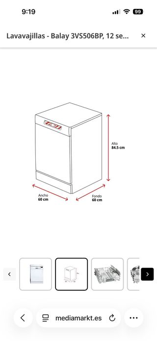Lavavajillas Balay Blanco 3VS506BP