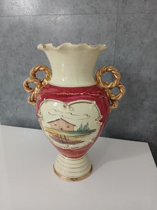 Vaso Ceramica Maiolica Dipinto Mano Vintage