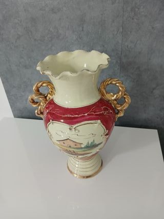 Vaso Ceramica Maiolica Dipinto Mano Vintage