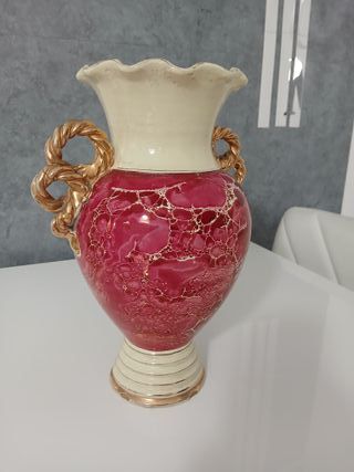 Vaso Ceramica Maiolica Dipinto Mano Vintage