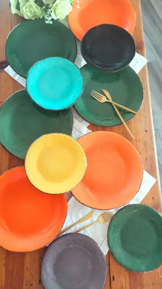Set 4 piatti in ceramica verdi