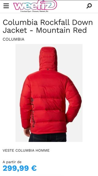 Abrigo Columbia Rojo Plumas