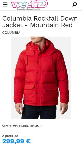 Abrigo Columbia Rojo Plumas