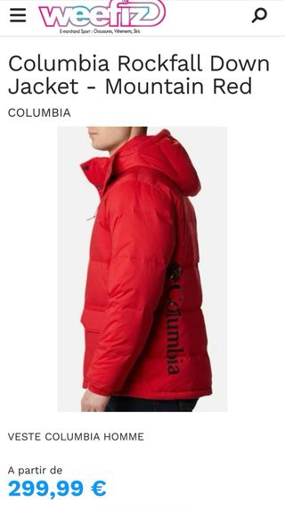 Abrigo Columbia Rojo Plumas