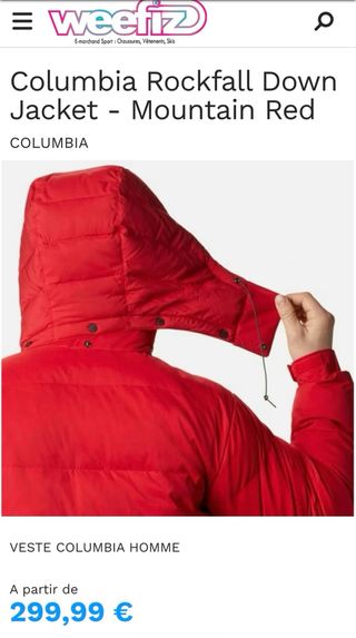 Abrigo Columbia Rojo Plumas