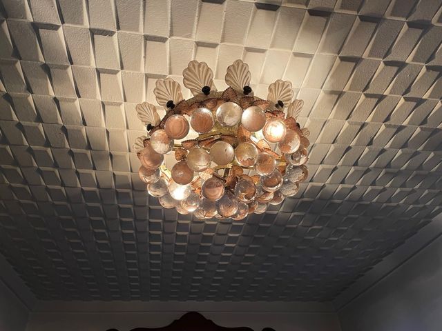 Lámpara colgante cristal y metal dorado