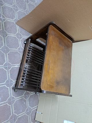 VINTAGE Mesa auxiliar para TV de madera con rueda