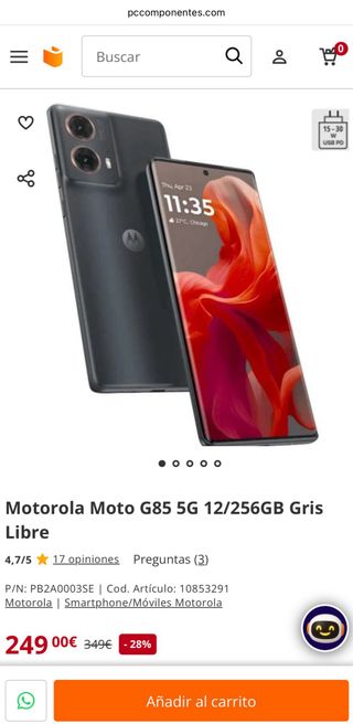 Motorola Moto G85 256 GB grigio + Motorola Moto Buds