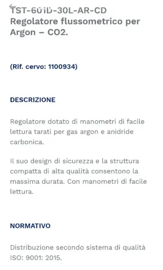 Regolatore TST-601D-30L-AR-CD per Argon-CO2