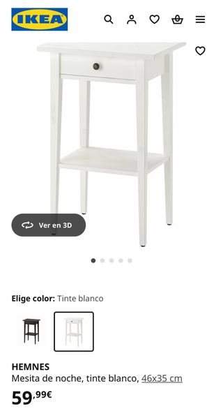 Mesita Noche IKEA Blanca + Lámpara Regalo