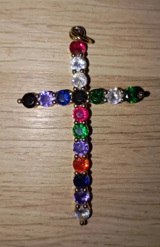 Colgante Cruz con Brillantes Multicolor