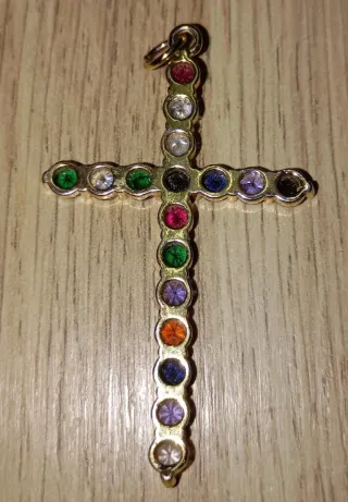 Colgante Cruz con Brillantes Multicolor
