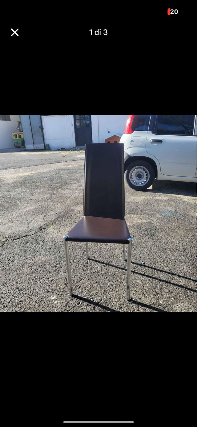 Sedie moderne marroni in pelle e metallo