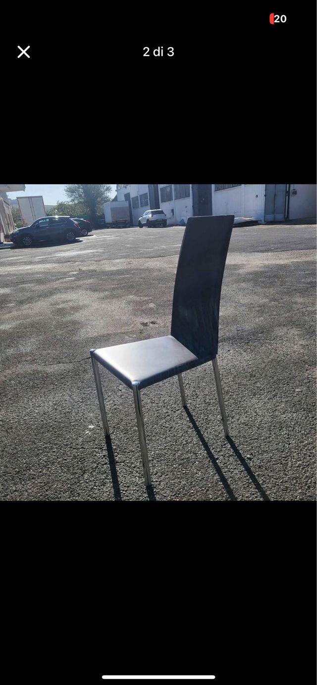 Sedie moderne marroni in pelle e metallo