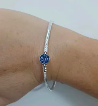Pulsera Pandora con circonitas azules 20 cm