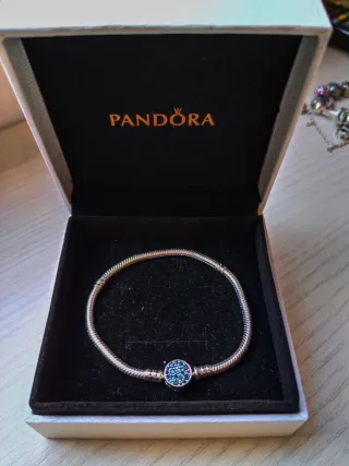 Pulsera Pandora con circonitas azules 20 cm