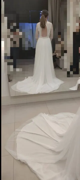 Vestido de Novia Rosa Clará Blanco + Velo rosa