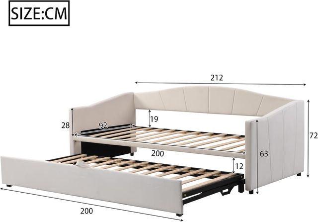  Sofá cama extensible 90-180 x 200 cm
