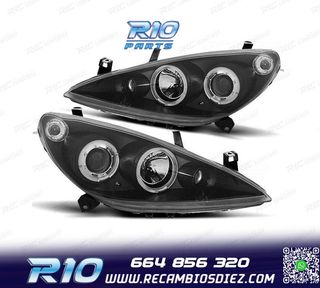 FAROS PEUGEOT 307 01-05 OJOS ANGEL FONDO NEGRO H7 H1 H1