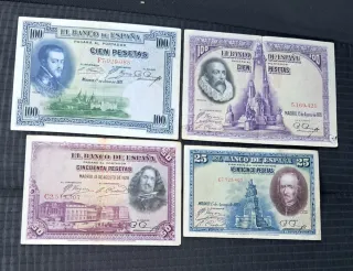 Lote 4 billetes españoles