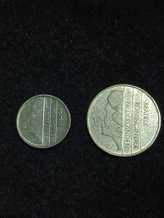 Monedas 1 florín y 25 céntimos países bajos 